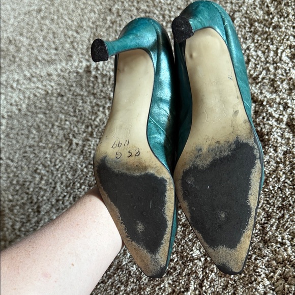 Vintage Maurices Teal Leather Women's Heels size 8.5 - Picture 3 of 8